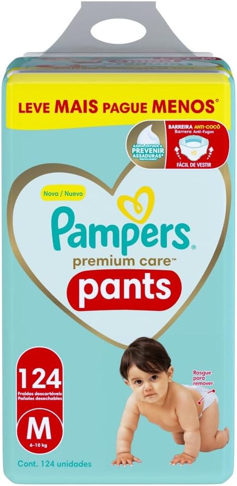 Pampers Pants Premium Care Fralda Fácil de Vestir M 124 Unidades