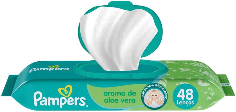 Lenços Umedecidos Pampers Aroma de Aloe Vera 48 Unidades, Pampers