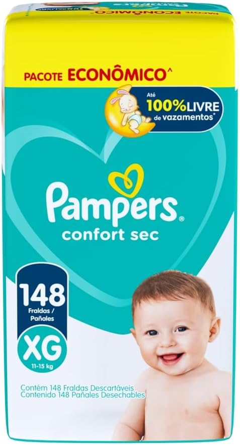 Fralda Pampers Confort Sec XG 148 Unidades, Pampers