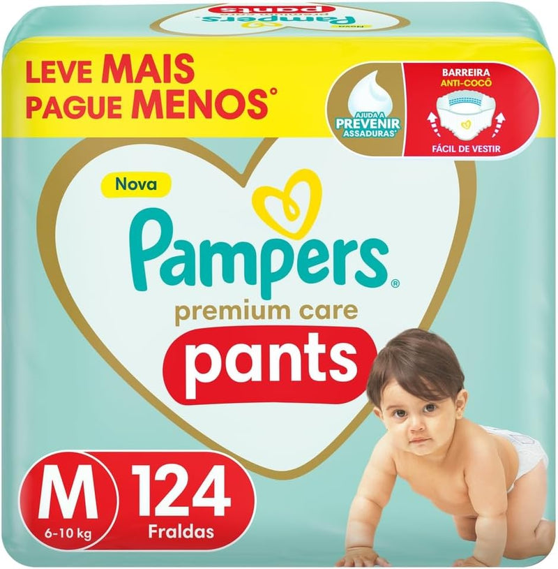 Pampers Pants Premium Care Fralda Fácil de Vestir M 124 Unidades