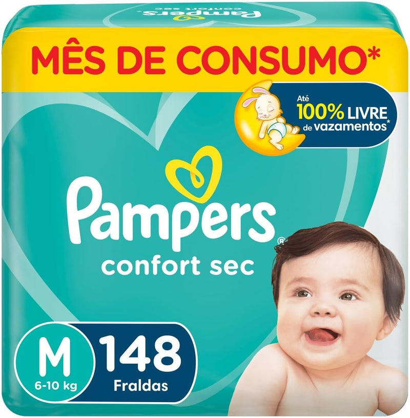 Fralda Pampers Confort Sec XG 148 Unidades, Pampers