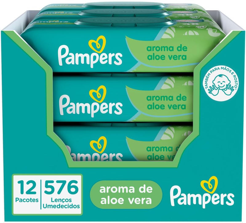 Pampers Lenços Umedecidos Aroma de Aloe Vera 48 Unidades (pacote de 12)