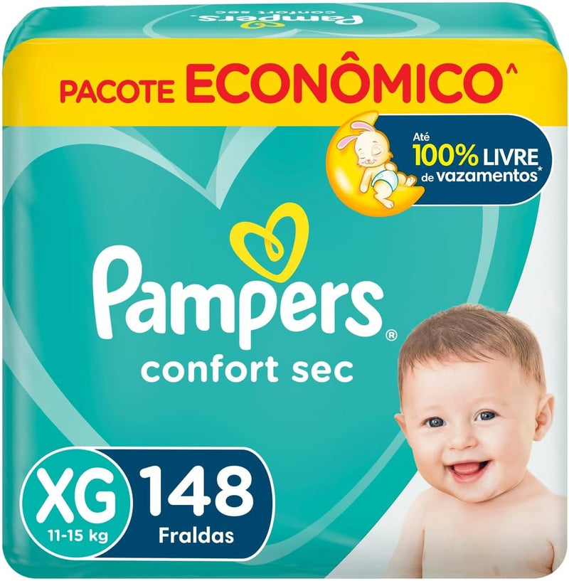 Fralda Pampers Confort Sec XG 148 Unidades, Pampers