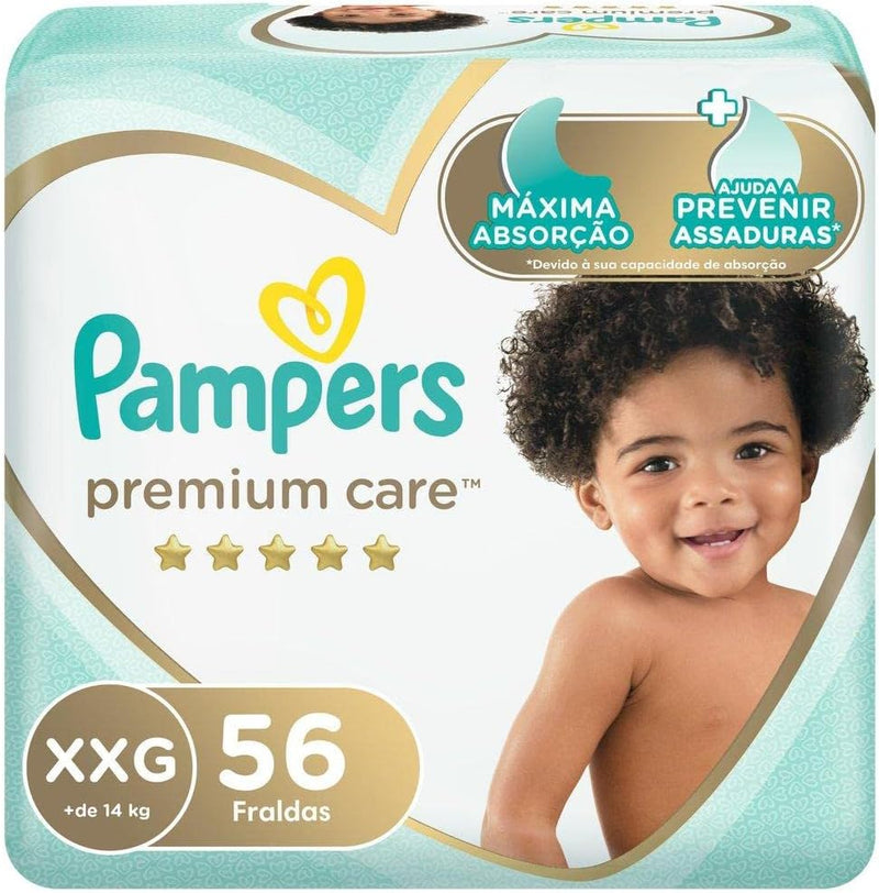 Kit Fralda Pampers Premium Care Nova Jumbo Tamanho Xxg 168 Unidades