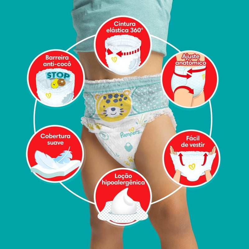 Pampers Pants Ajuste Total Fralda com cintura elástica M 60 Unidades