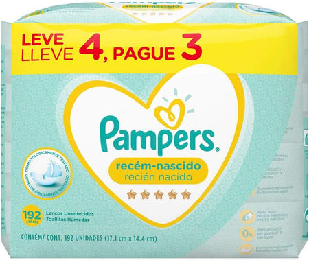 Lenços Umedecidos Pampers Recém-Nascido 192 Unidades