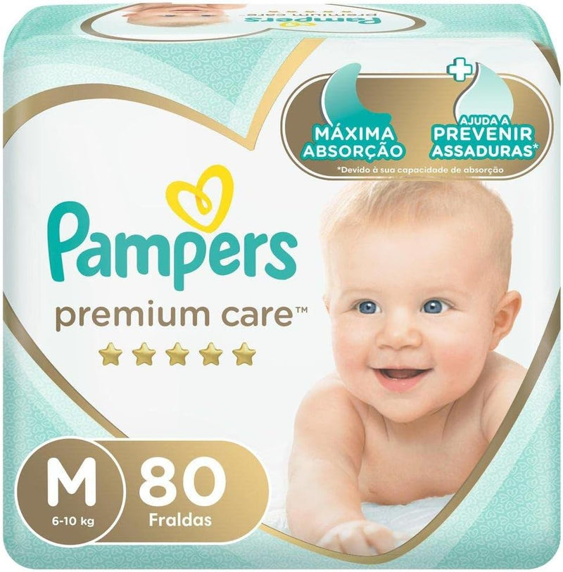 Kit Fralda Pampers Premium Care Jumbo Tamanho M 320 Unidades