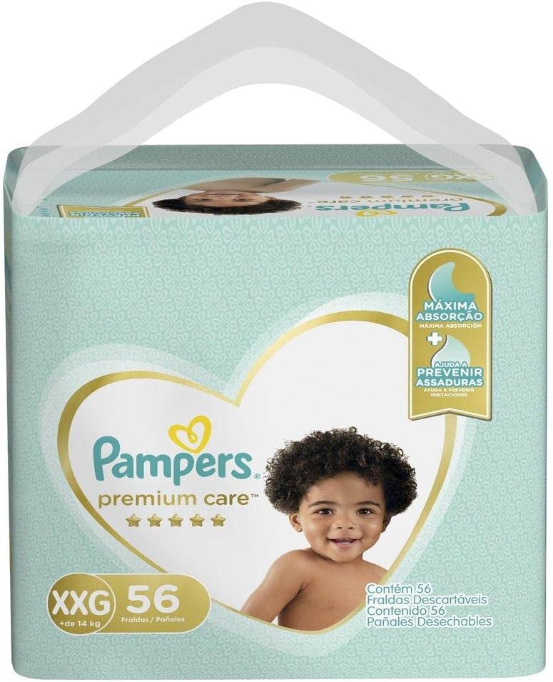 Kit Fralda Pampers Premium Care Nova Jumbo Tamanho Xxg 168 Unidades