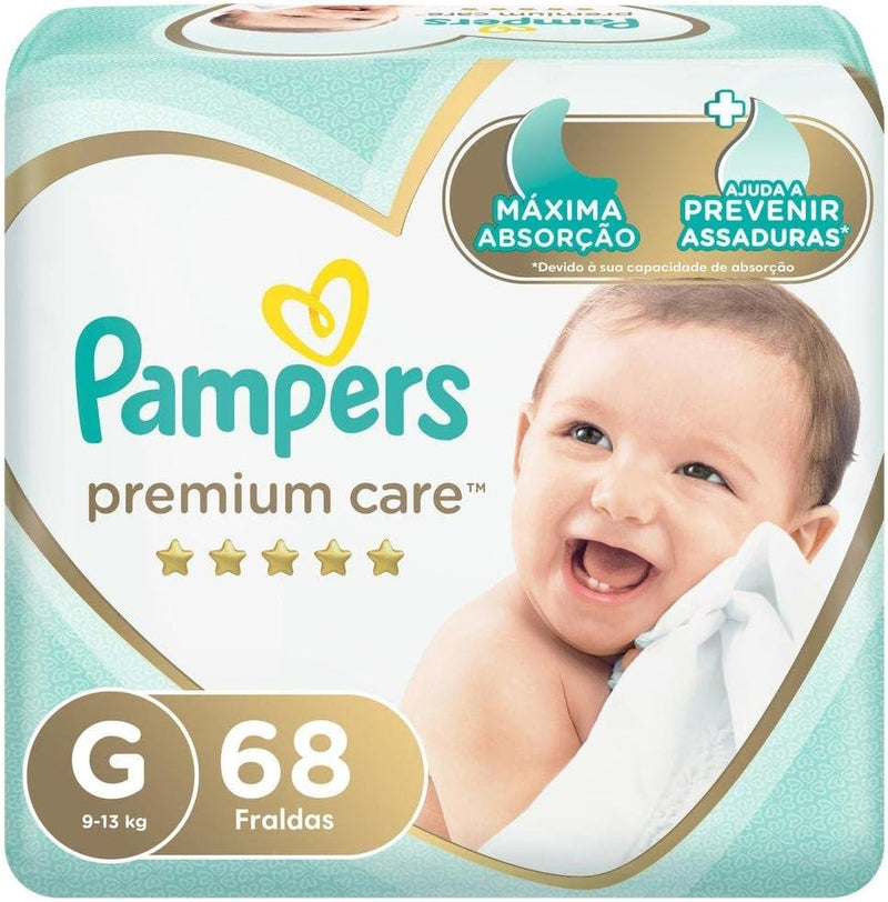 Kit Fralda Pampers Premium Care Jumbo Tamanho G 136 Unidades