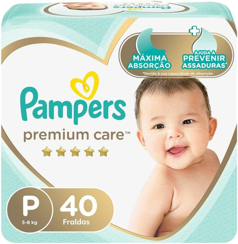 Kit Fralda Pampers Premium Care Nova Mega Tamanho P 160 Unidades