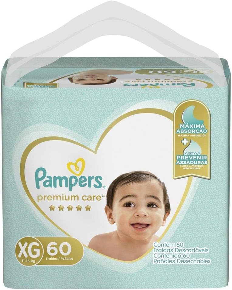 Kit Fralda Pampers Premium Care Jumbo Tamanho Xg 180 Unidades