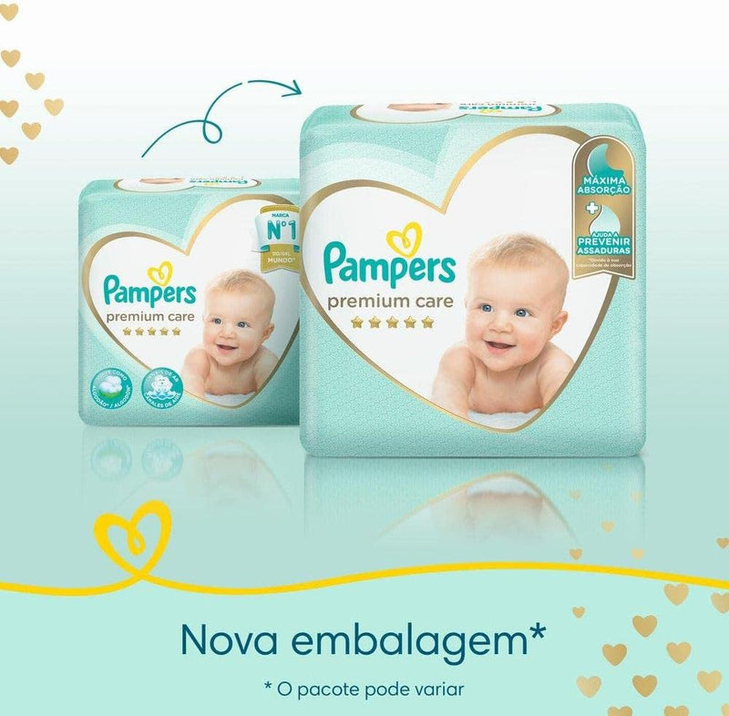 Kit Fralda Pampers Premium Care Nova Mega Tamanho P 160 Unidades