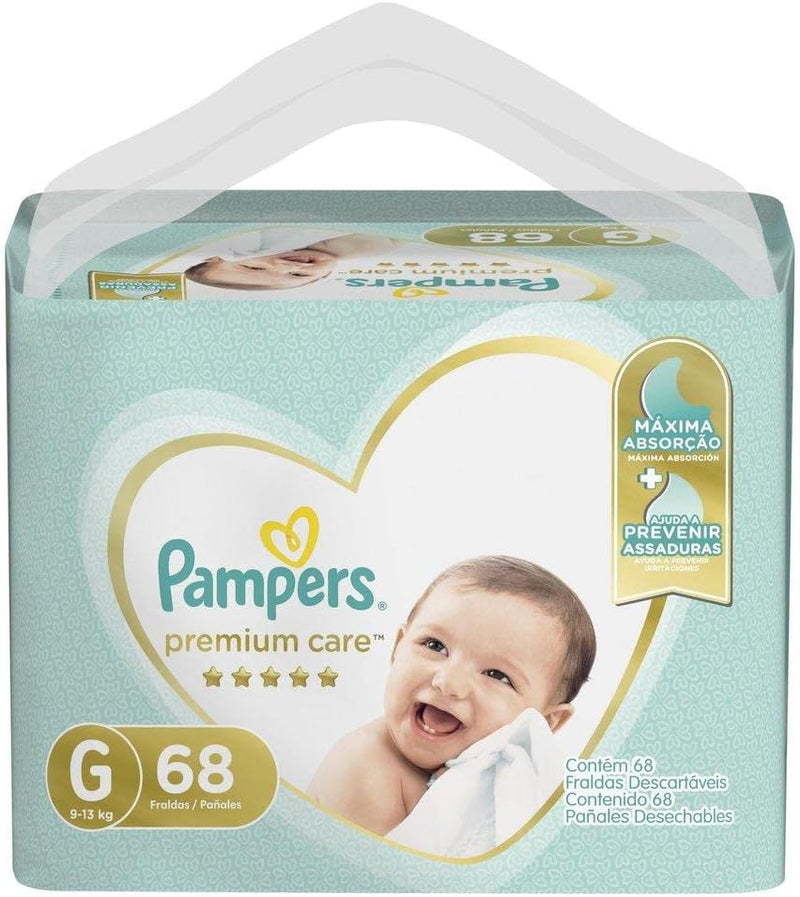 Kit Fralda Pampers Premium Care Jumbo Tamanho G 136 Unidades