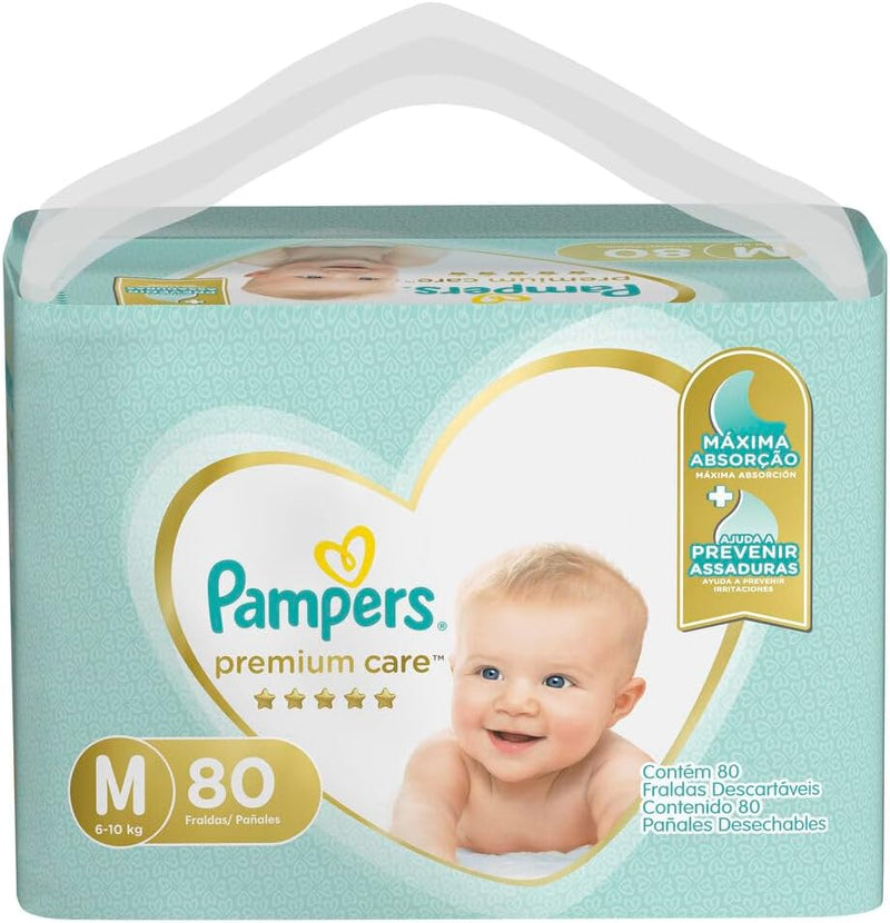 Fralda Pampers Premium Care M - 80 fraldas