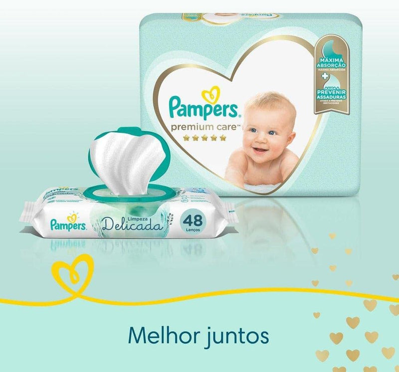 Kit Fralda Pampers Premium Care Nova Jumbo Tamanho Xxg 168 Unidades