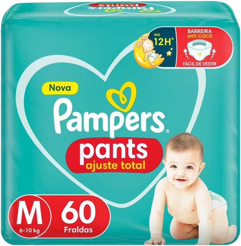 Pampers Pants Ajuste Total Fralda com cintura elástica M 60 Unidades