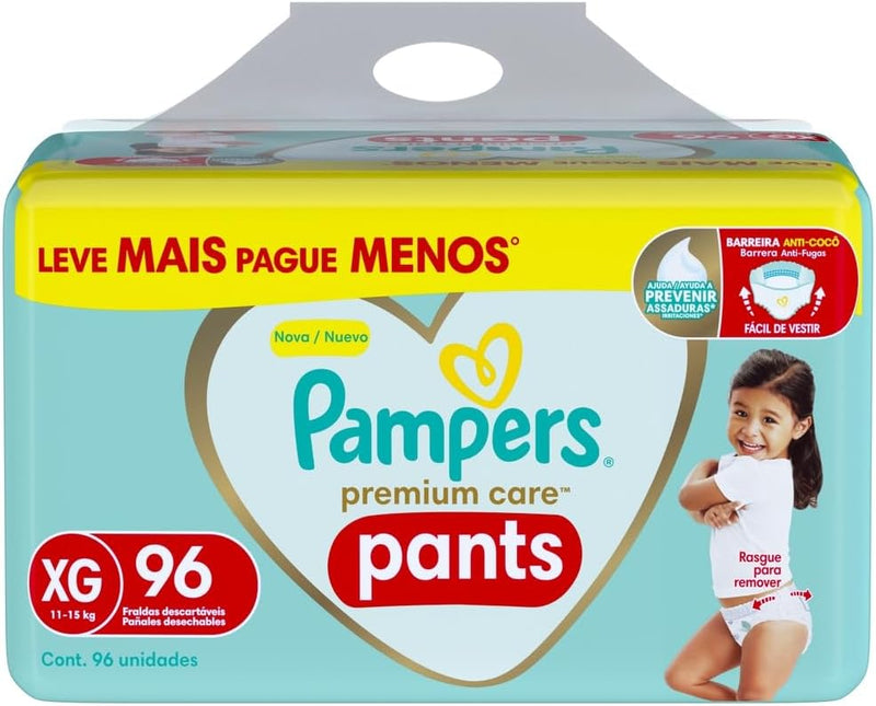 Pampers Pants Premium Care Fralda Fácil de Vestir XG 96 Unidades