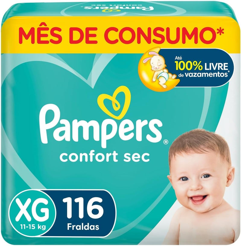 Fralda Pampers Confort Sec P - 72 fraldas