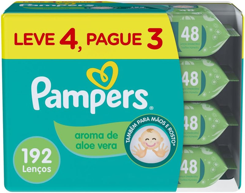 Pampers Lenços Umedecidos Aroma de Aloe Vera 48 Unidades (pacote de 12)