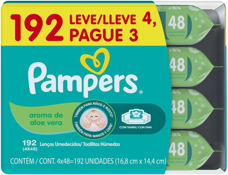 Pampers Lenços Umedecidos Aroma de Aloe Vera 48 Unidades (pacote de 12)