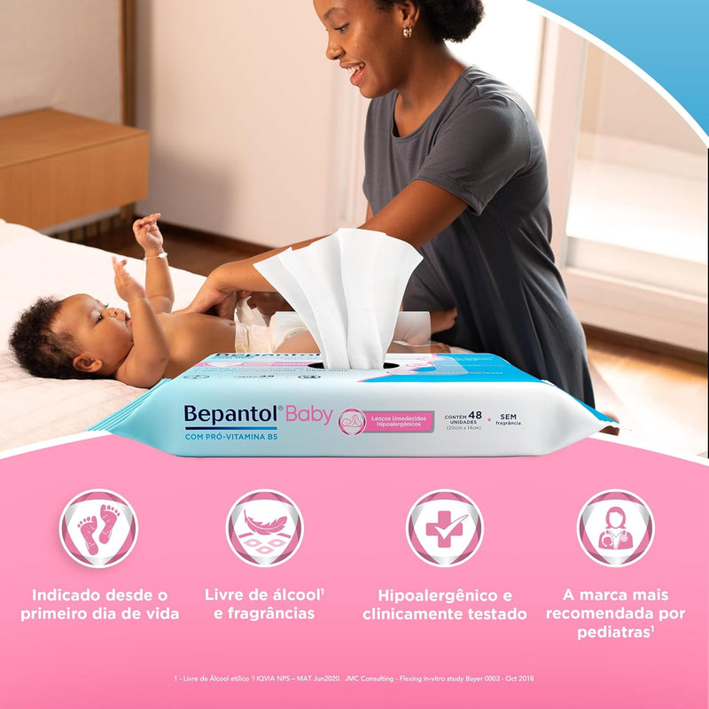 Bepantol Baby Kit 192 Lenços Umedecidos, Leve 4 Pague 3, Fórmula Hidratante Hipoalergênica