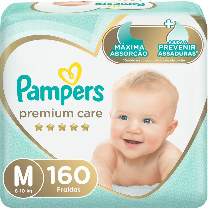 Fralda Pampers Premium Care M - 160 fraldas