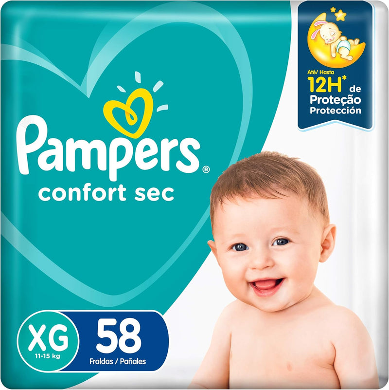 Fralda Pampers Confort Sec XG 148 Unidades, Pampers