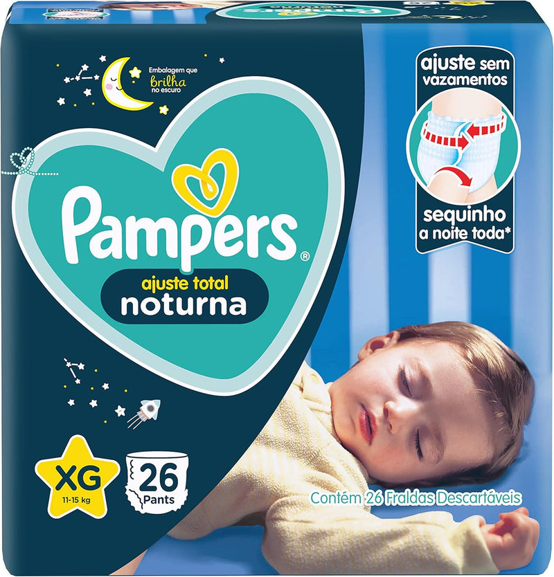 Fralda Pampers Ajuste Total Noturna XG 26 Unidades