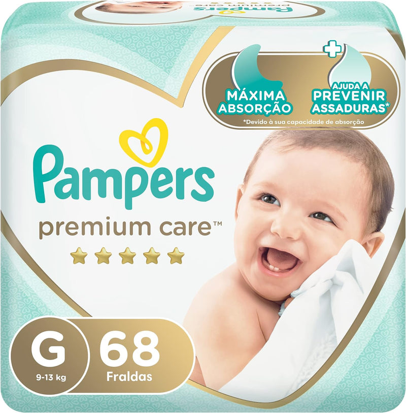 Fralda Pampers Premium Care G - 68 fraldas