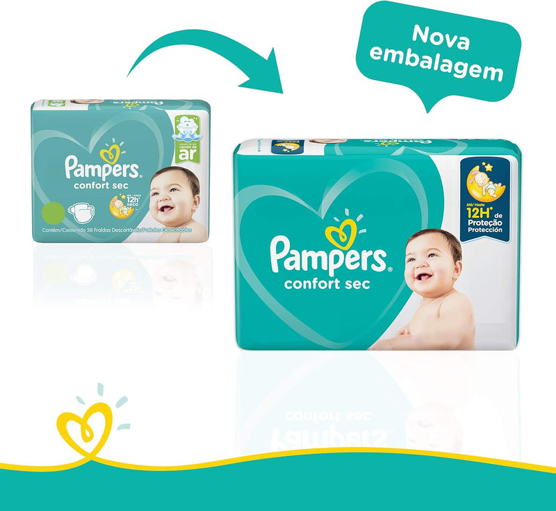 Fralda Pampers Confort Sec M 196 Unidades, Pampers