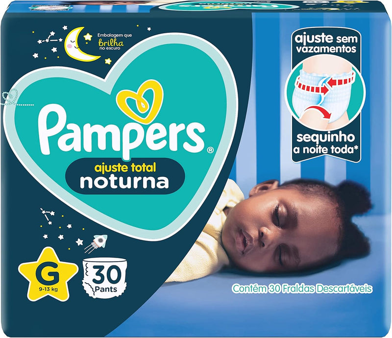 Fralda Pampers Ajuste Total Noturna G 30 Unidades